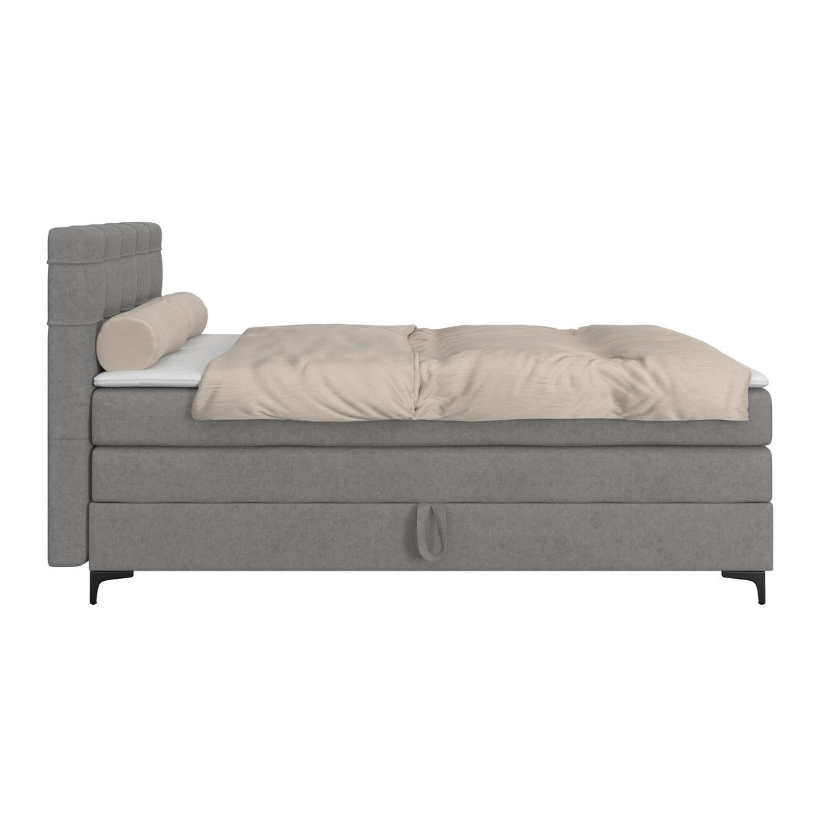 BOXSPRINGBETT 200/200 cm,  in Grau, H3 = fest  - Schwarz/Grau, KONVENTIONELL, Kunststoff/Textil (200/200cm)
