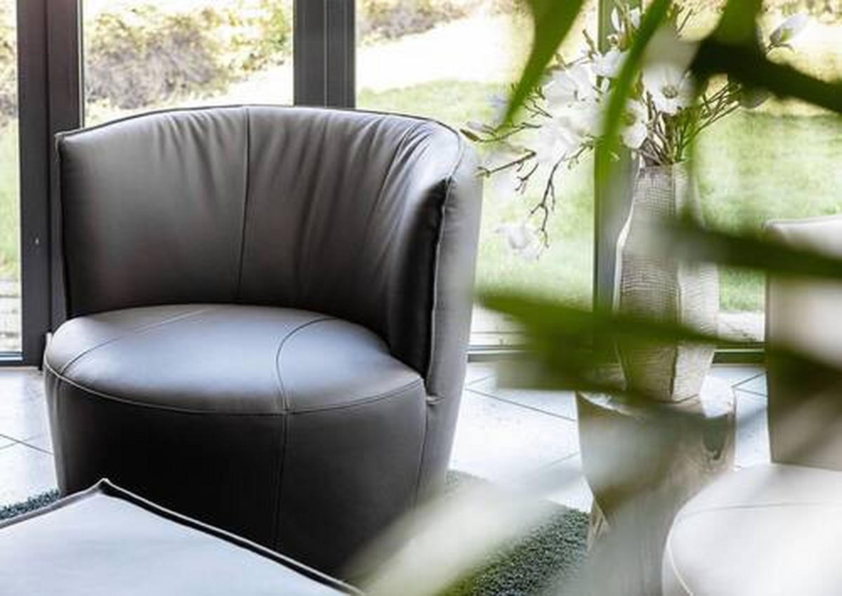 COCKTAILSESSEL - Dunkelgrau/Schwarz, Design, Leder (93/83/88cm)