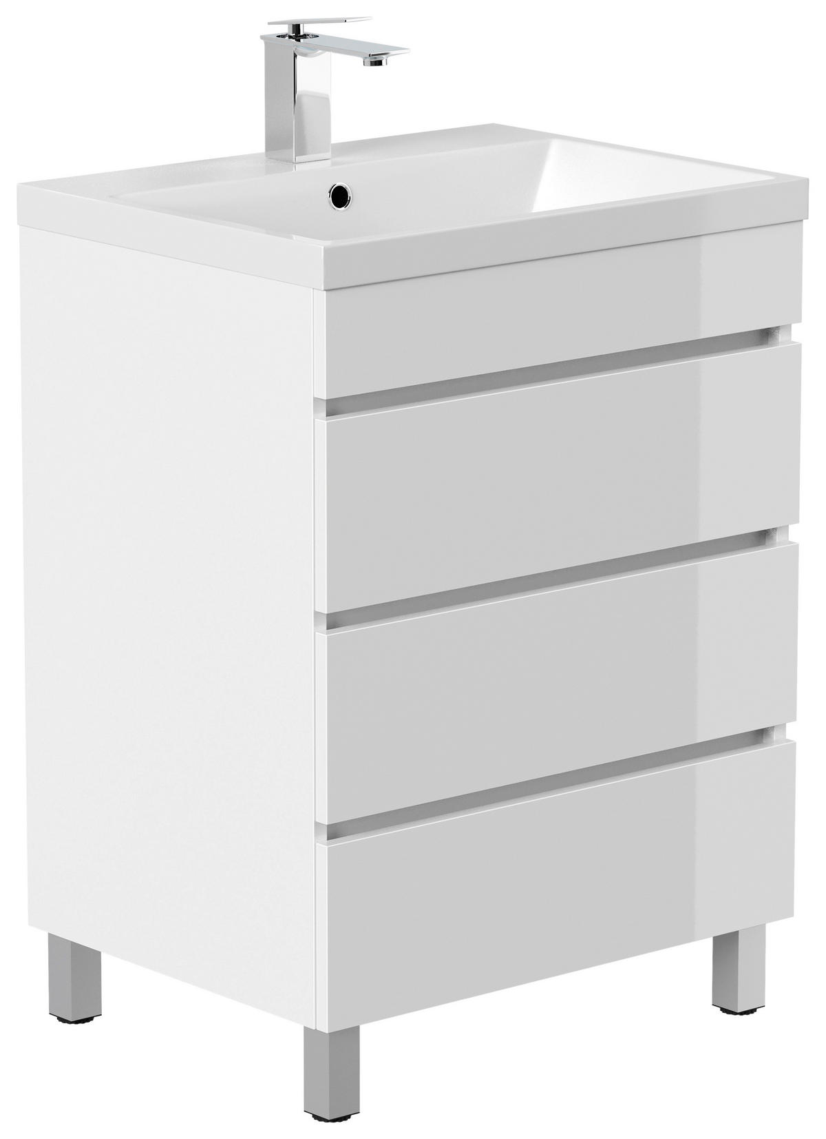 WASCHTISCHKOMBI 70 cm  - Weiß Hochglanz/Weiß, Basics, Holzwerkstoff/Stein (70cm) - MID.YOU