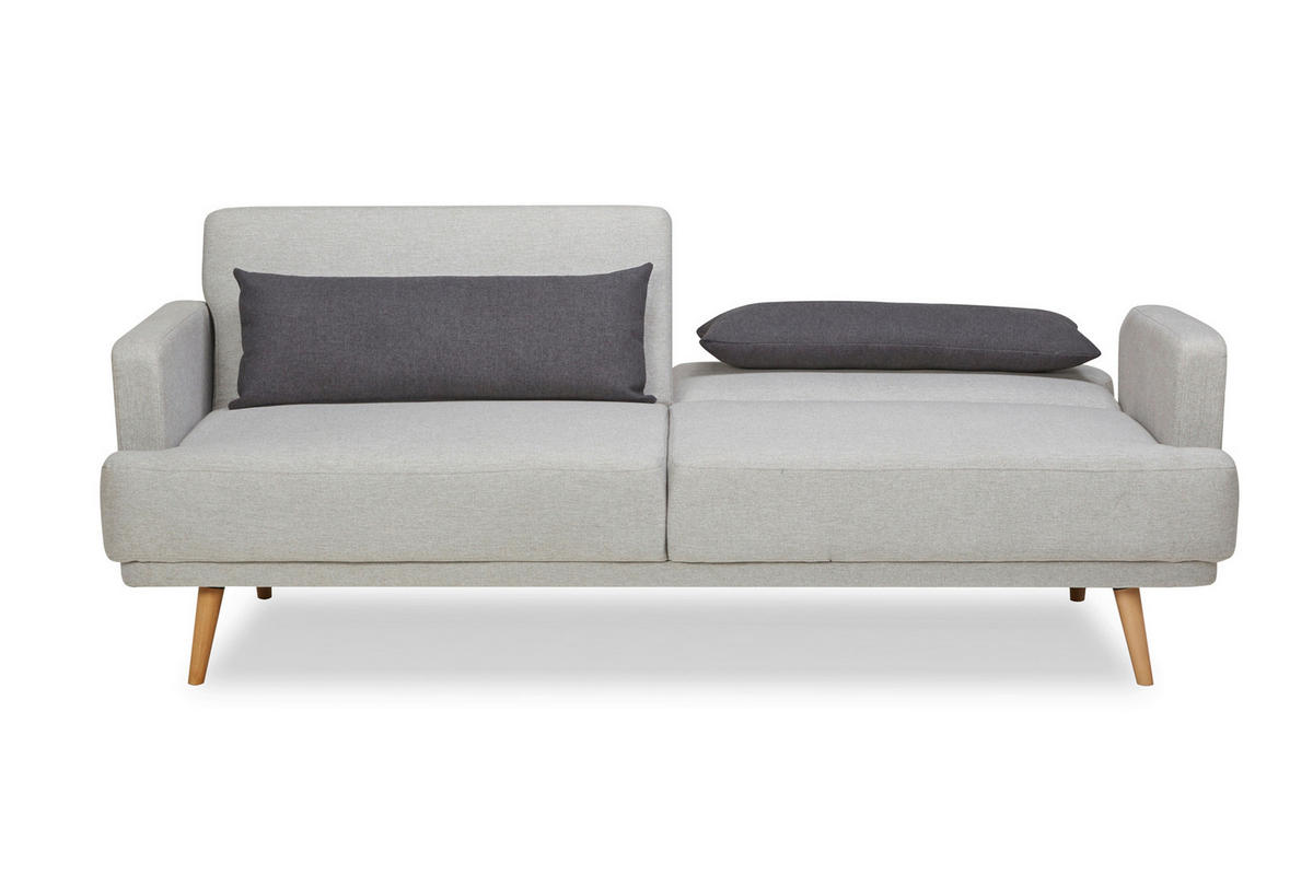 3-SITZER-SOFA Webstoff Hellgrau  - Dunkelgrau/Hellgrau, MODERN, Holz/Textil (214/83/86cm) - Livetastic