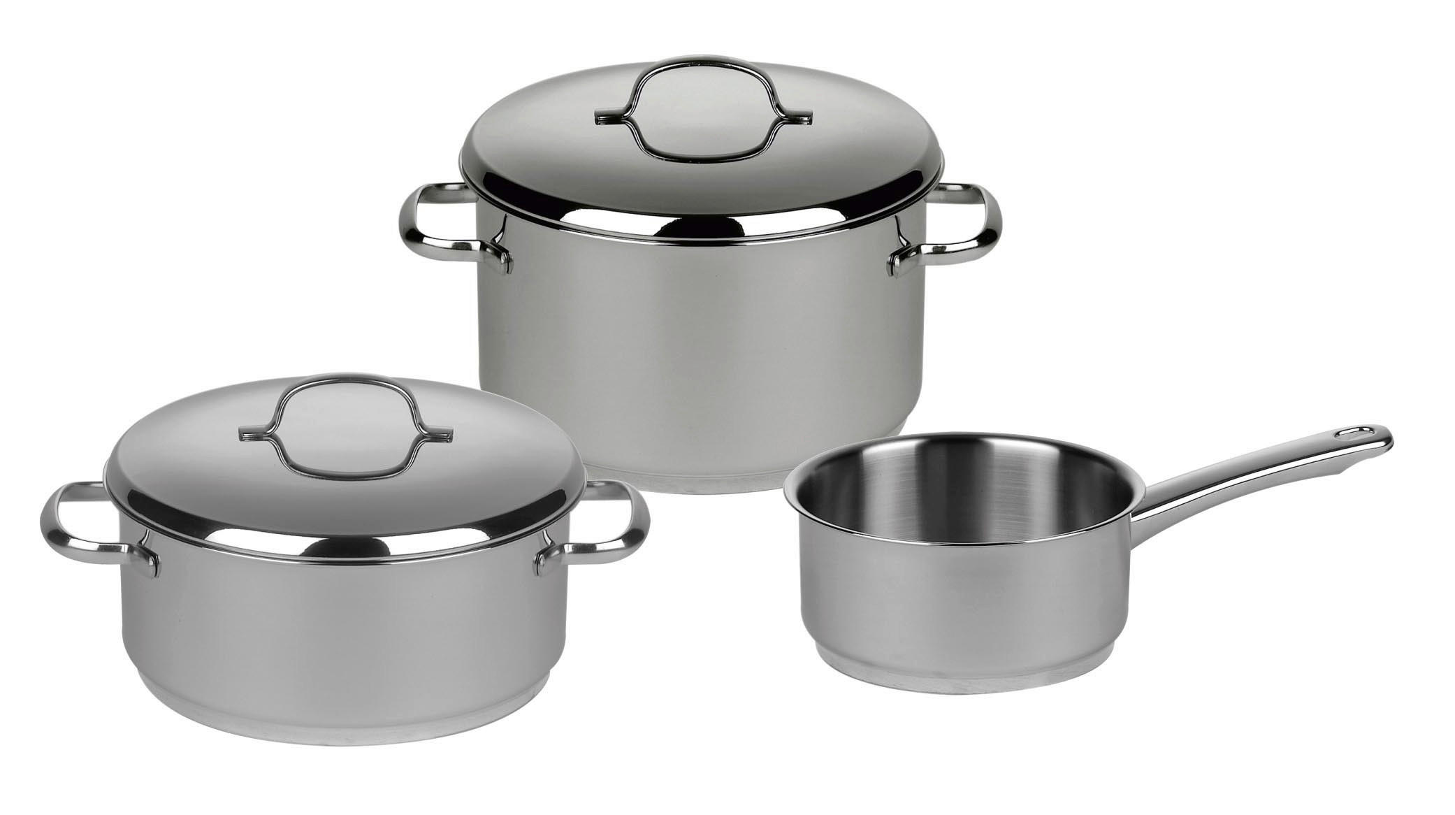 KOCHTOPFSET Cristall 3-teilig  - Edelstahlfarben, Basics, Metall - Riess