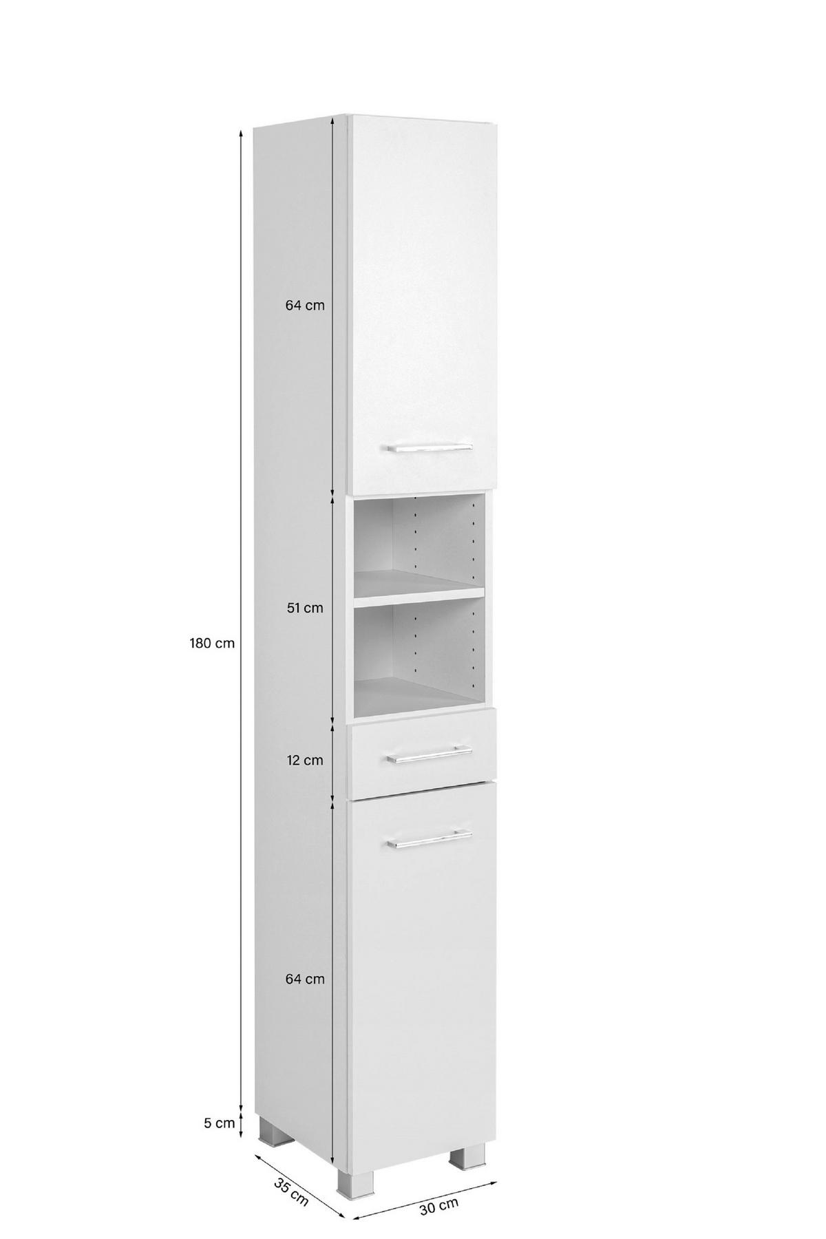 HOCHSCHRANK 30/180/35 cm  - Chromfarben/Silberfarben, MODERN, Holzwerkstoff/Kunststoff (30/180/35cm) - Held