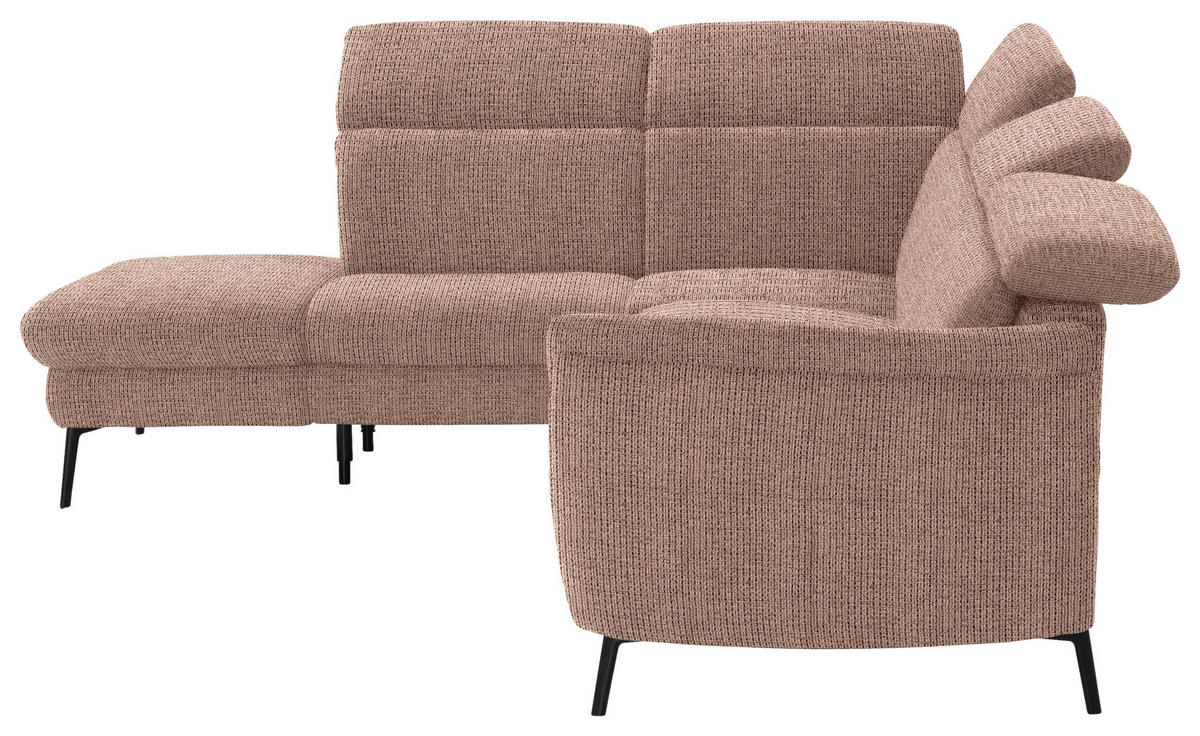 ECKSOFA in Struktur Kupferfarben  - Schwarz/Kupferfarben, Modern, Textil/Metall (235/275cm) - Cantus
