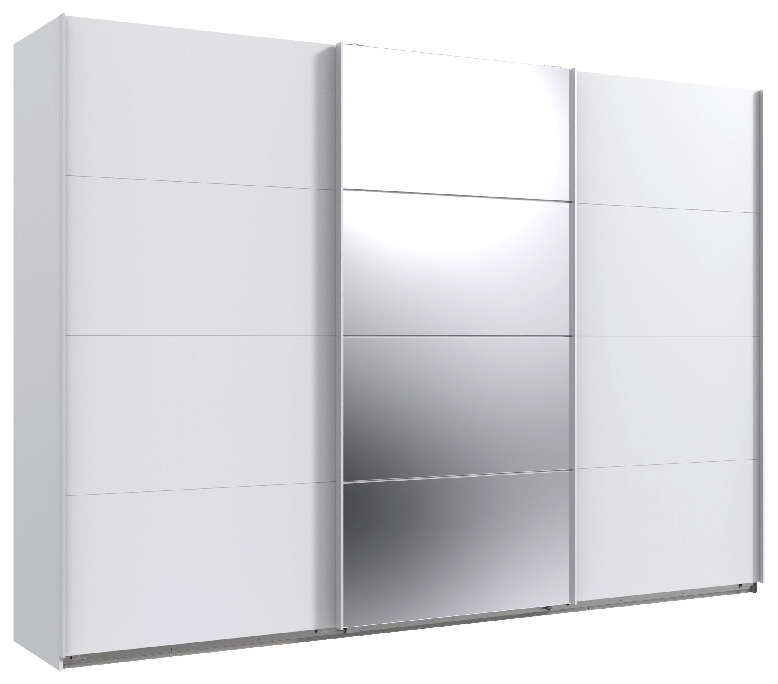 SCHWEBETÜRENSCHRANK 313/236/64 cm 3-türig Weiß  - Weiß, MODERN, Glas/Holzwerkstoff (313/236/64cm) - MID.YOU