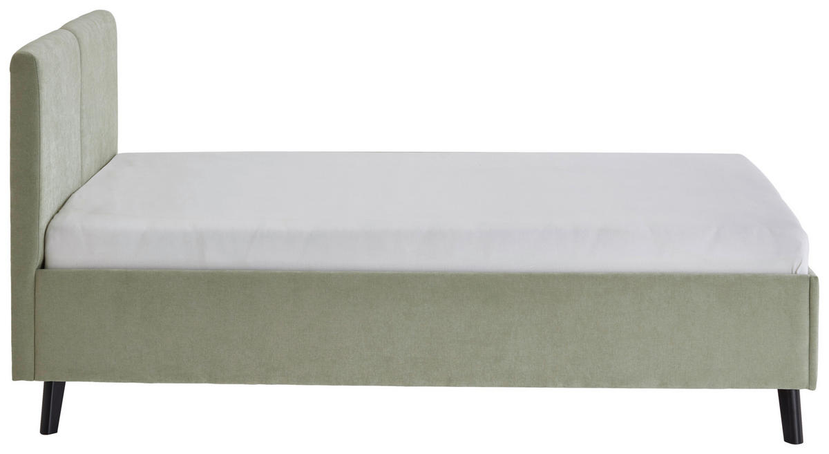 POLSTERBETT 140/200 cm  in Hellgrün  - Schwarz/Hellgrün, Basics, Holz/Textil (140/200cm) - Boxxx