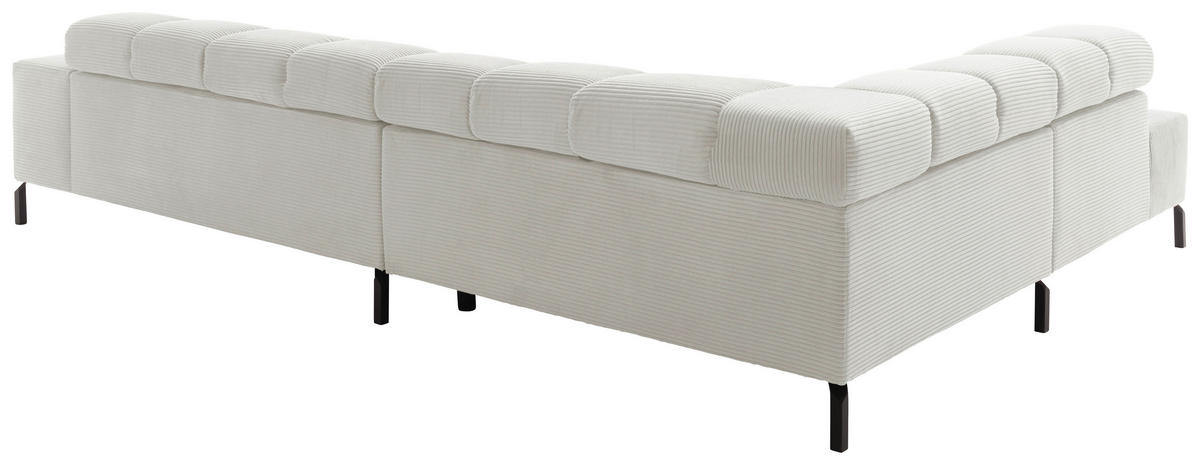 ECKSOFA Weiß Cord  - Schwarz/Weiß, Design, Textil/Metall (216/321cm) - Hom`in