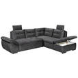 ECKSOFA Grau Mikrovelours  - Schwarz/Grau, KONVENTIONELL, Kunststoff/Textil (265/217cm) - Carryhome