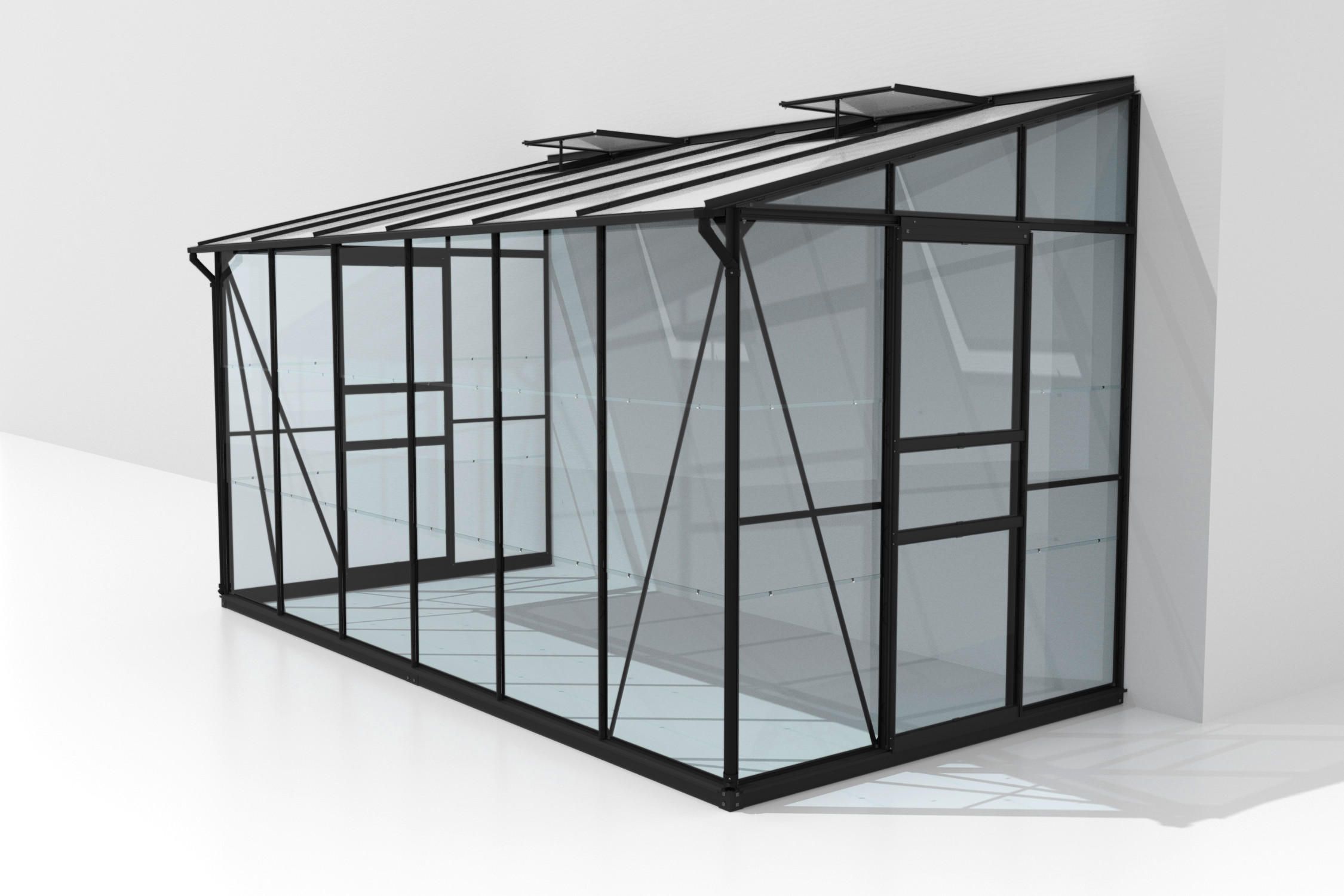 Anlehn-gewächshausbausatz Ida 7800 Esg/hkp, Schwarz