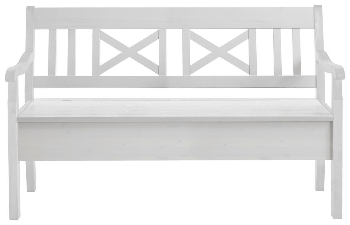 SITZBANK 148/93/58 cm Weiß Kiefer massiv  - Weiß, ROMANTIK / LANDHAUS, Holz (148/93/58cm) - Boxxx
