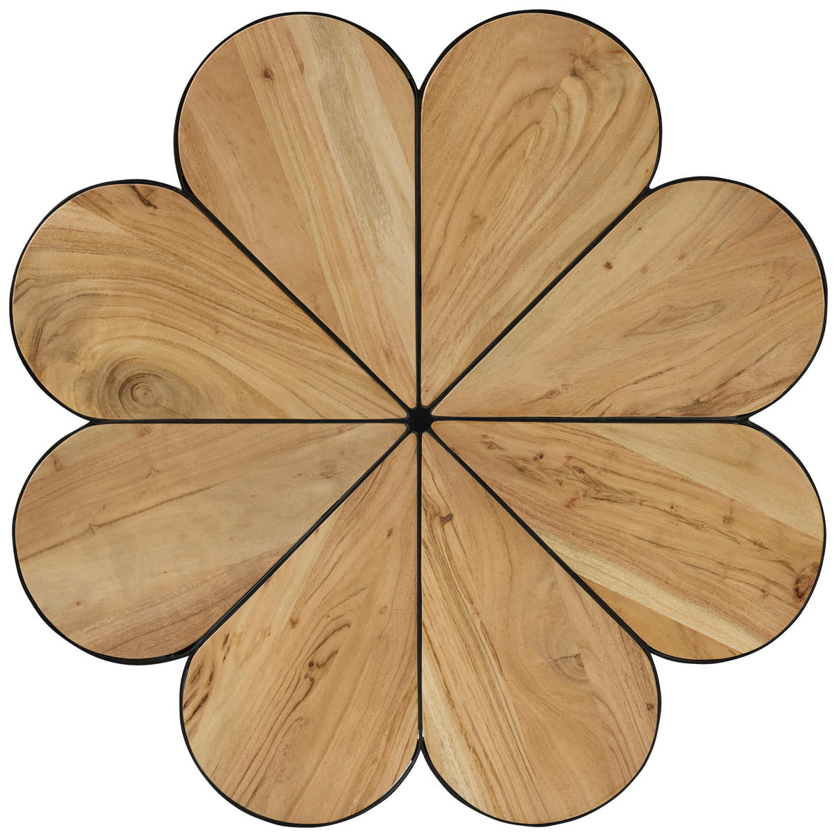 COUCHTISCH 80/40/80 cm Akazie vollmassiv rund Schwarz, Akaziefarben gastro- und objekttauglich  - Schwarz/Akaziefarben, Basics, Holz/Metall (80/40/80cm) - Livetastic