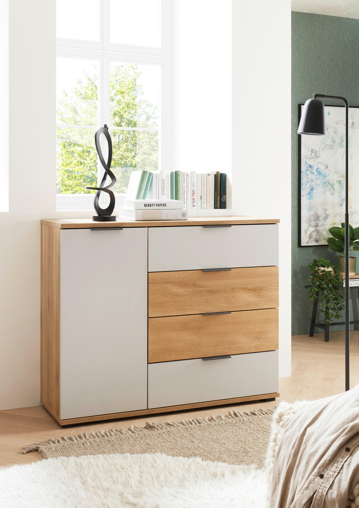 SIDEBOARD 120/96/38 cm  - Eichefarben/Hellgrau, Design, Holz/Holzwerkstoff (120/96/38cm) - Xora