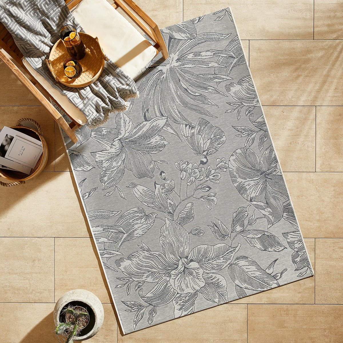 OUTDOORTEPPICH 123/180 cm Milano Blau, Silberfarben  - Blau/Silberfarben, KONVENTIONELL, Kunststoff (123/180cm) - Ambia Garden