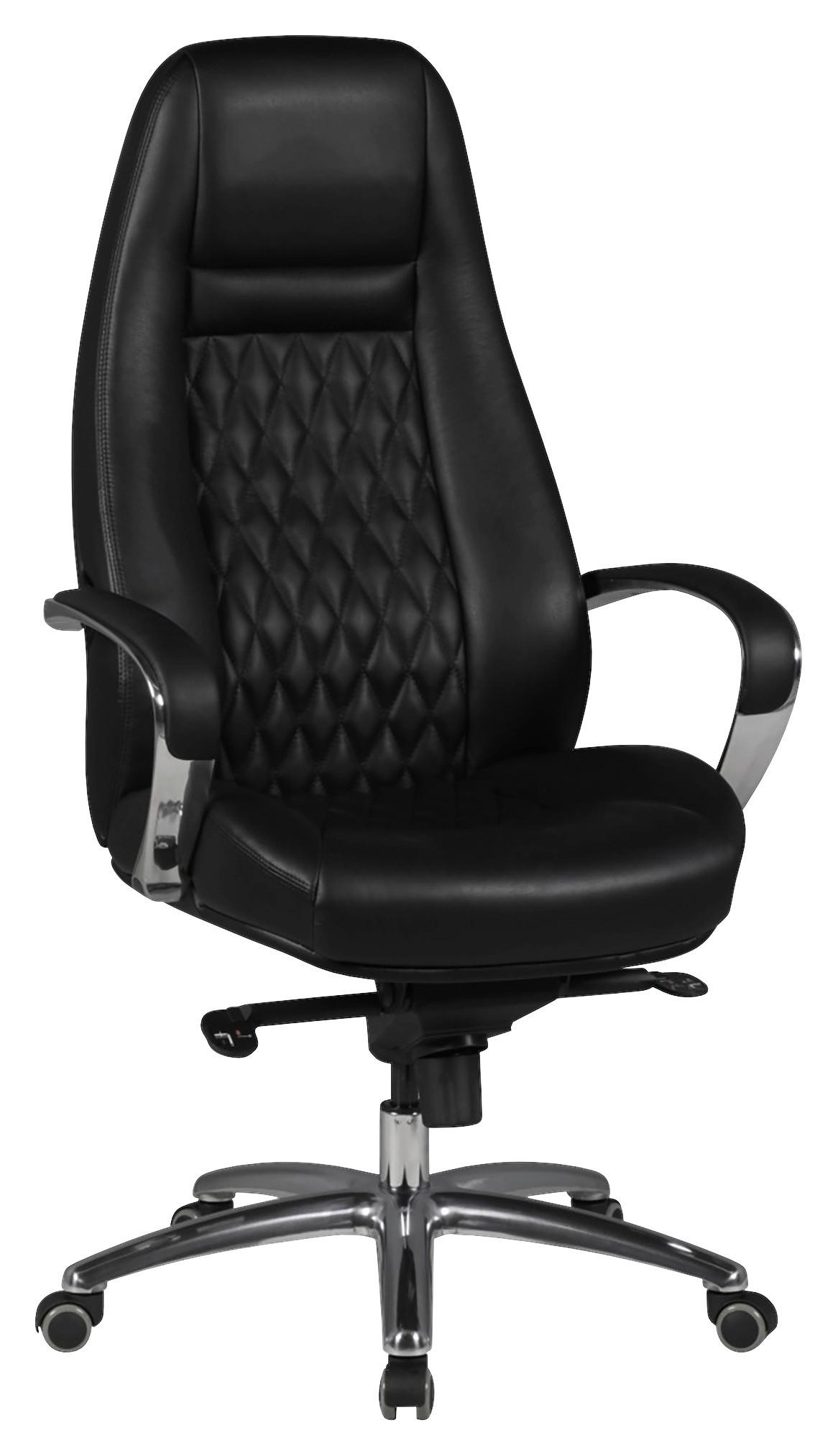 CHEFSESSEL Lederlook Schwarz  - Alufarben/Schwarz, MODERN, Leder/Kunststoff (68/130/68cm) - MID.YOU