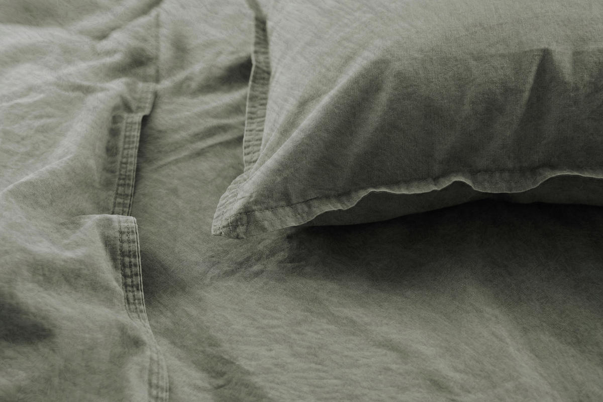 BETTWÄSCHE Flanell 155/220 cm  - Olivgrün, Basics, Textil (155/220cm)