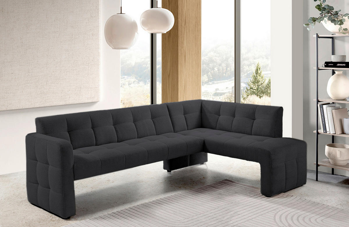 UGAONA KLUPA  antracit   - crna/antracit, Moderno, drvo/tekstil (245/157cm) - Livetastic