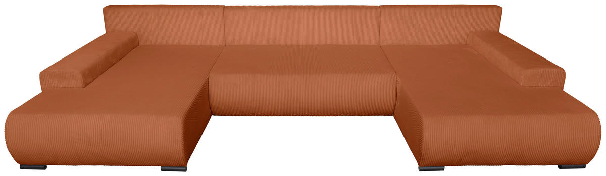 WOHNLANDSCHAFT  in Cord Rostfarben  - Rostfarben/Schwarz, KONVENTIONELL, Textil/Metall (191/351/191cm) - Carryhome
