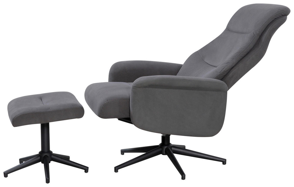 POČIVALNIK S PODNOŽNIKOM,  siva kovina, tekstil - črna/siva, Trend, kovina/tekstil (74,5/105/85cm) - Carryhome