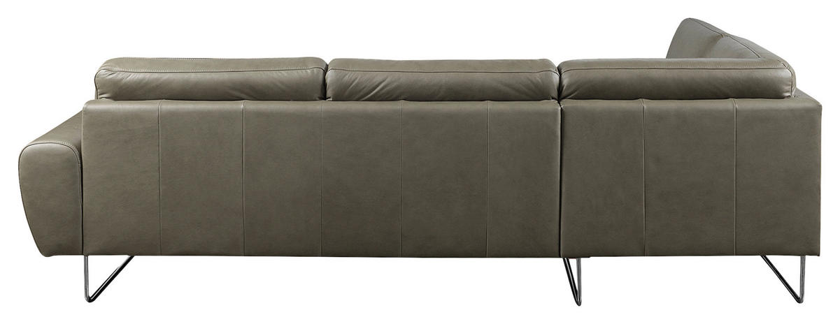 ECKSOFA in Echtleder Grau  - Chromfarben/Grau, Design, Leder/Metall (250/273cm) - Livetastic