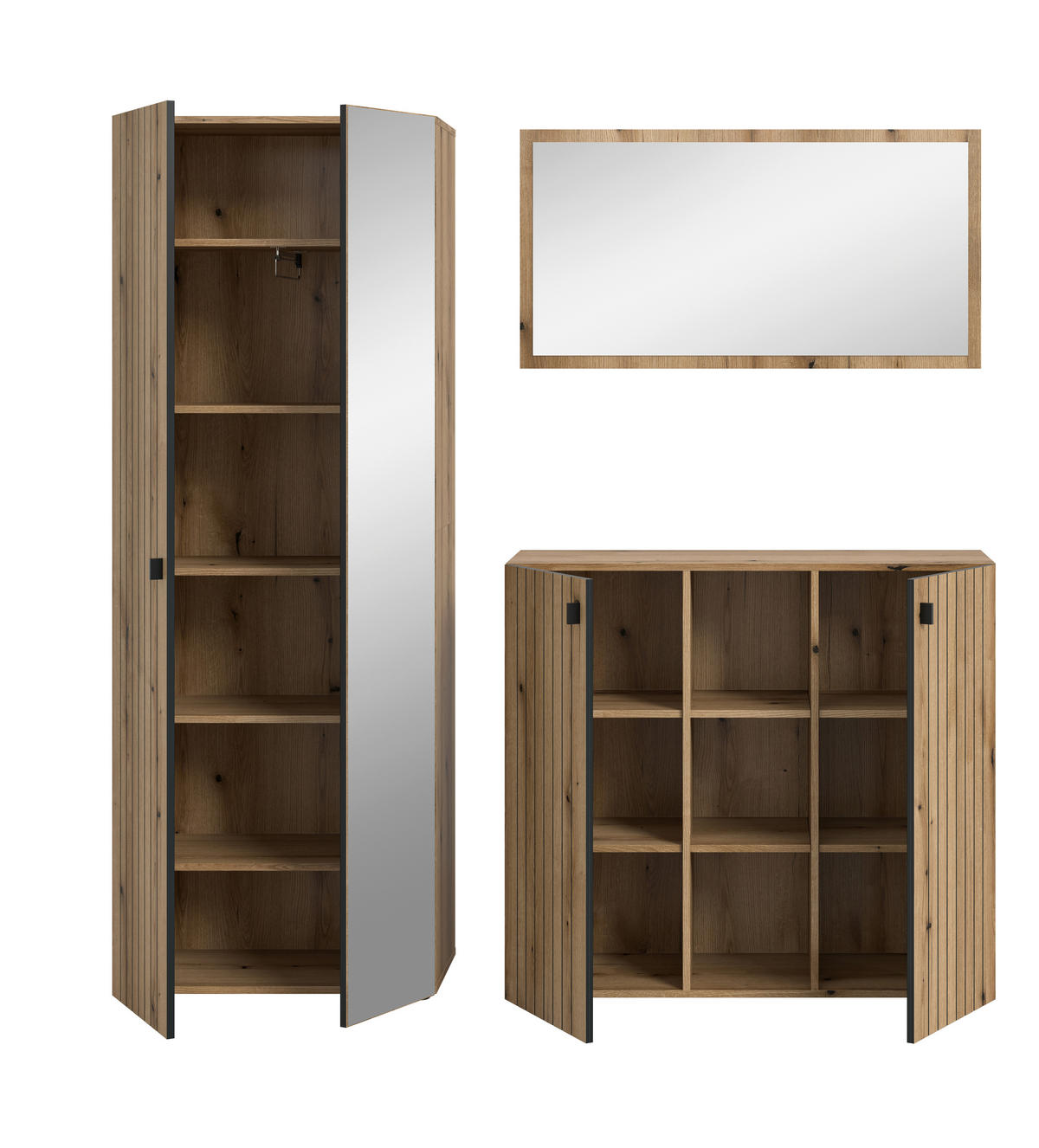 GARDEROBE 3-teilig  in 191/192/37 cm  - Eichefarben, Design, Holzwerkstoff (191/192/37cm) - MID.YOU