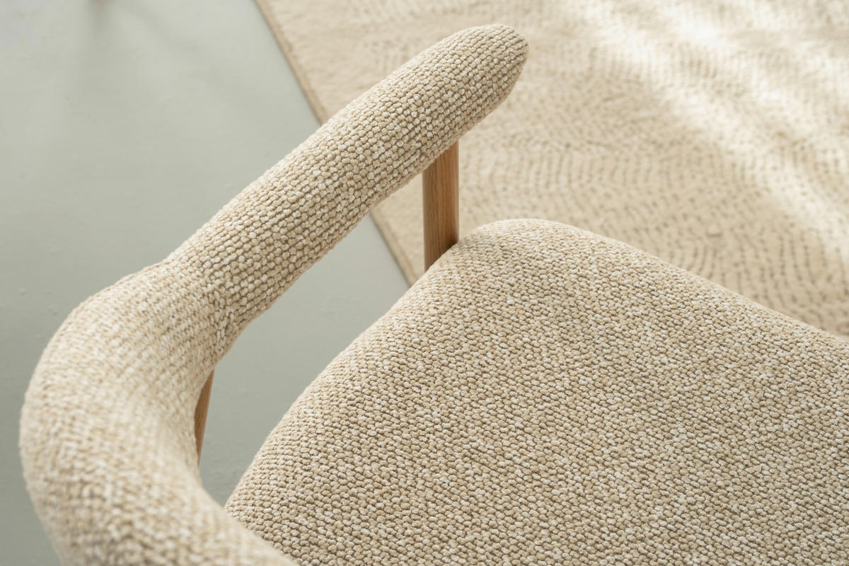 ARMLEHNSTUHL   Bouclé  - Taupe/Walnussfarben, Basics, Holz/Textil (59/75/62cm) - Livetastic