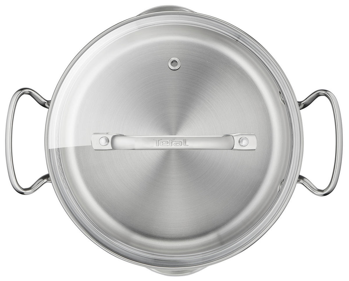 Kochtopfset 7-tlg. Edelstahl  - Edelstahlfarben, Basics, Glas/Metall (54/30/54cm) - Tefal