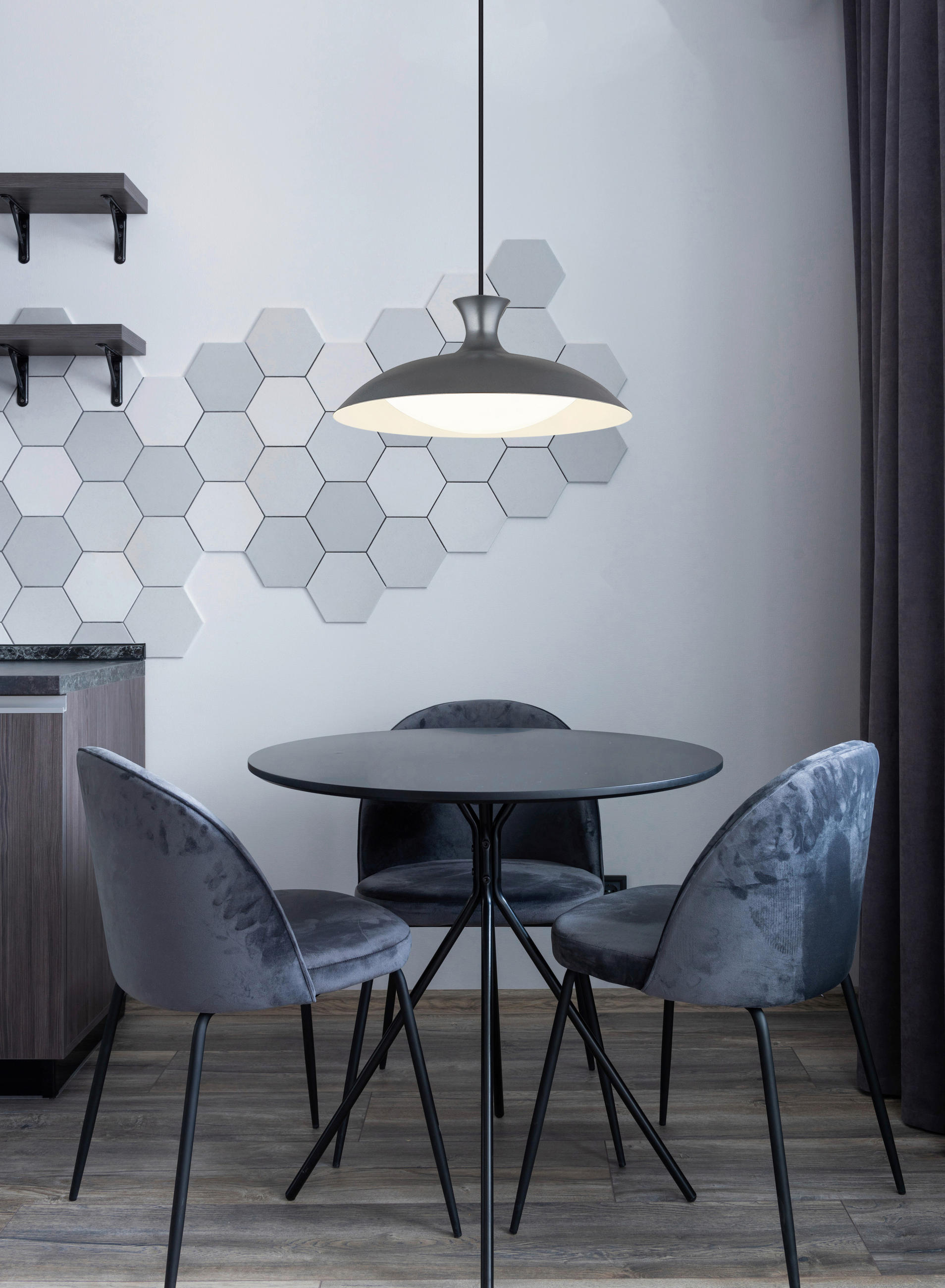 LED-HÄNGELEUCHTE ROCHA 40/150 cm   - Opal/Schwarz, KONVENTIONELL, Kunststoff/Metall (40/150cm) - Globo