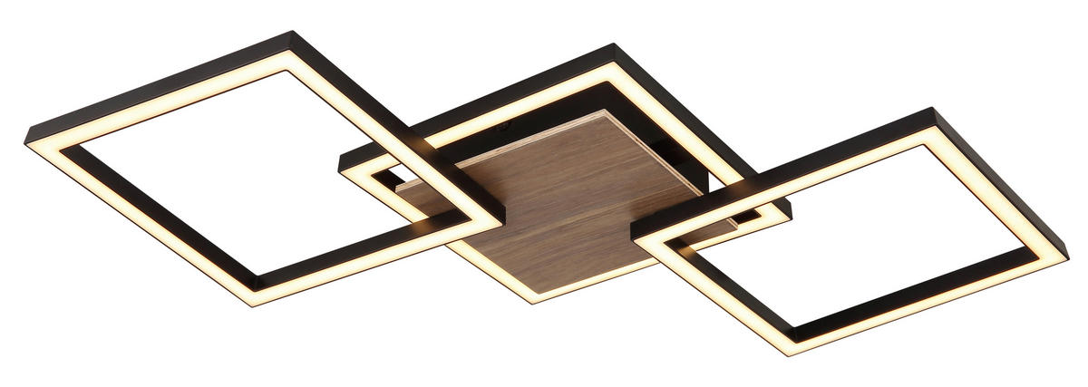 STROPNA LED-SVETILKA   /1400 lm/3000 K/230 V/ - črna/temno rjava, Natur, umetna masa/leseni material (63/27,5/5,7cm) - Globo