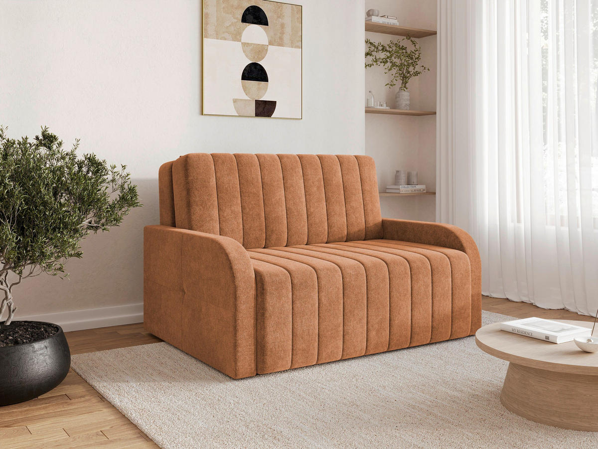 SCHLAFSOFA ALASKA 120 in Rostfarben  - Rostfarben/Schwarz, Design, Kunststoff/Textil (141/90/104cm) - MID.YOU
