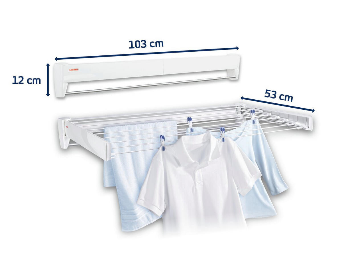 WANDTROCKNER 103,5/53,5/13,7 cm  - Silberfarben/Weiß, Basics, Kunststoff/Metall (103,5/53,5/13,7cm) - Leifheit