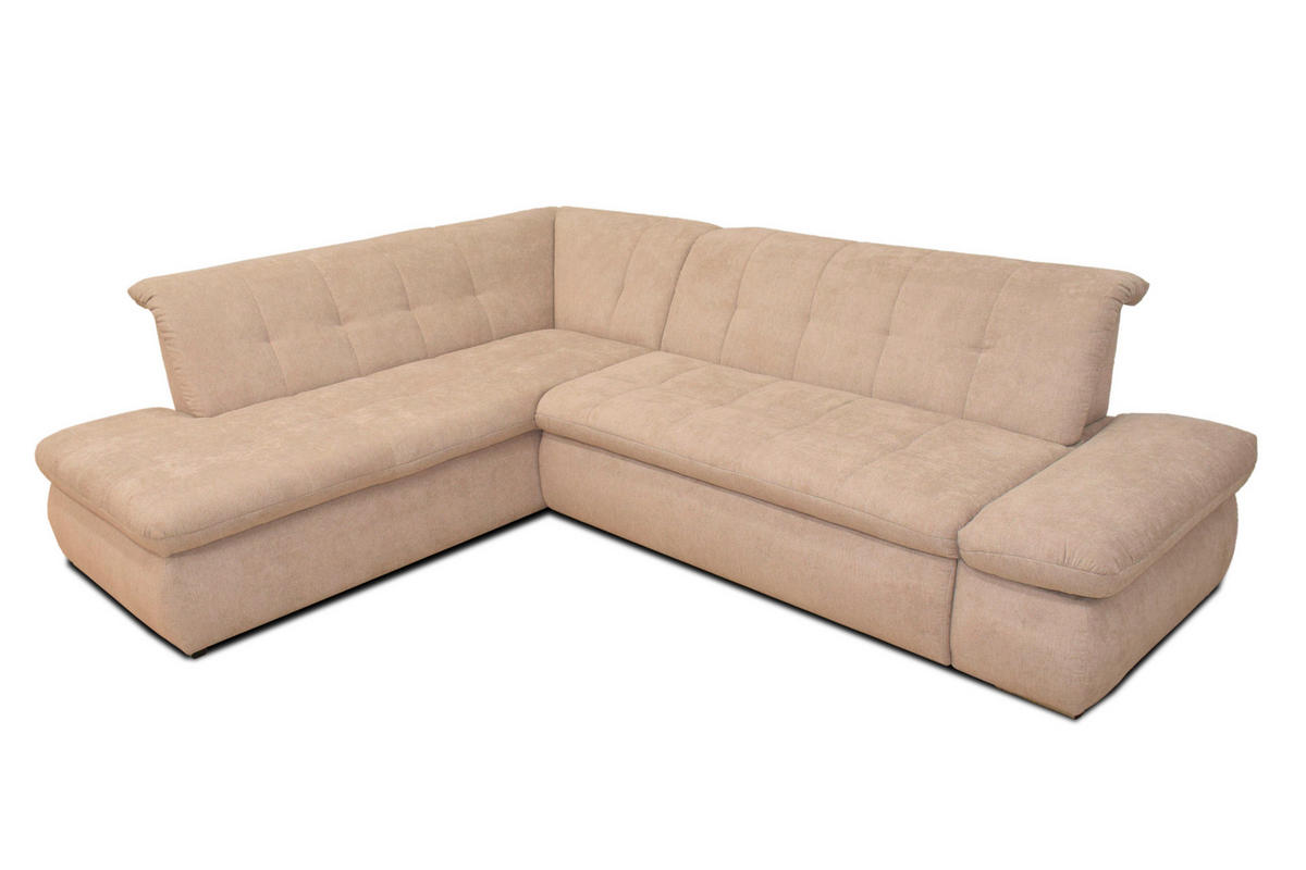 ECKSOFA in Mikrofaser Beige  216/273 cm  - Chromfarben/Beige, KONVENTIONELL, Textil/Metall (216/273cm) - MID.YOU