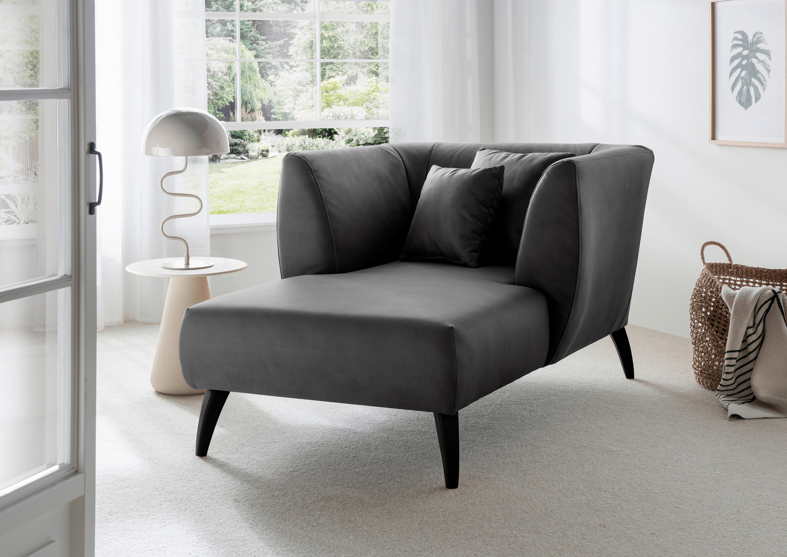 XXL-SESSEL Lederlook Schwarz    - Schwarz, MODERN, Holz/Textil (108/84/155cm) - Livetastic