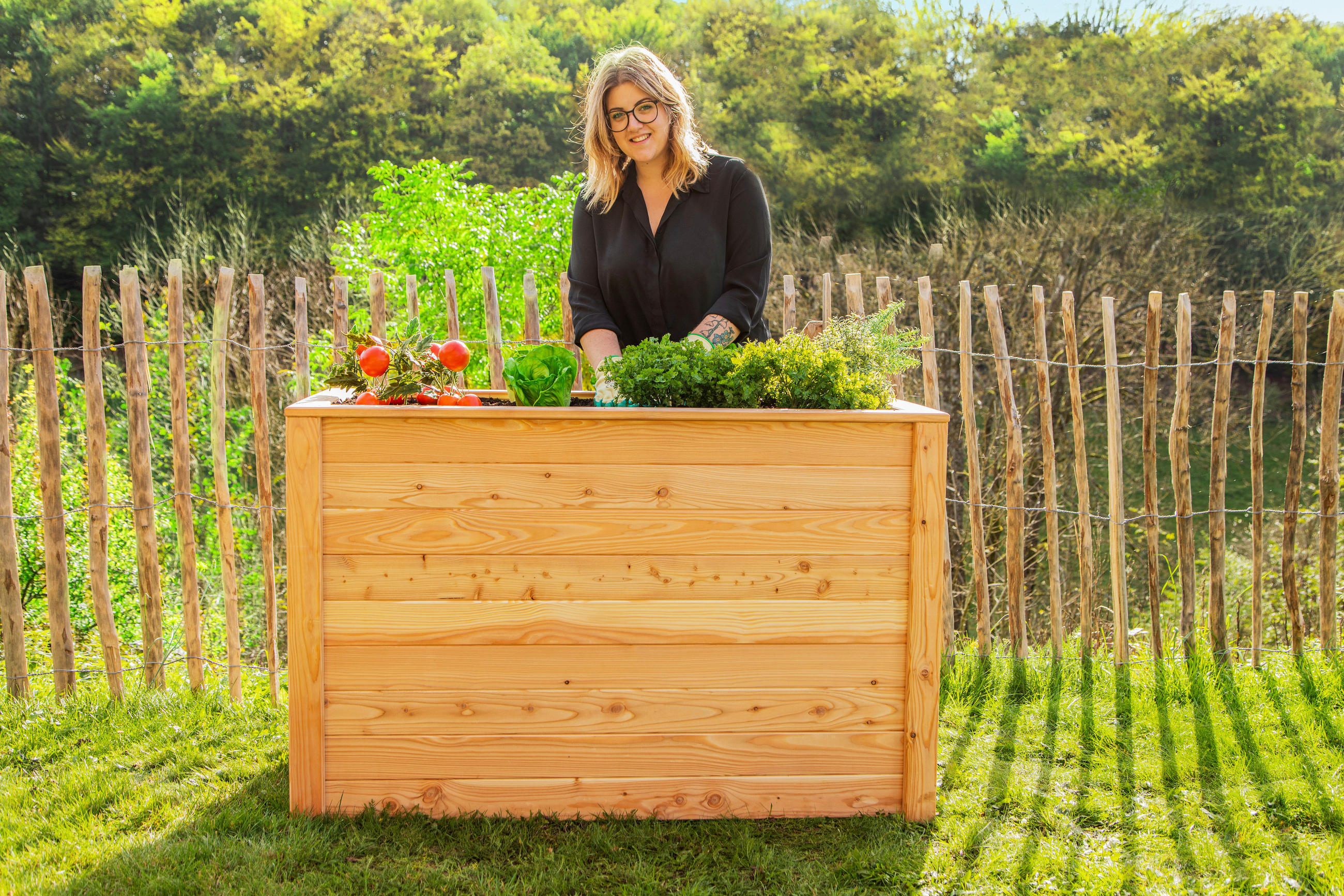 HOCHBEET - Lärchefarben, Basics, Holz (65/84/130cm) - Ambia Garden