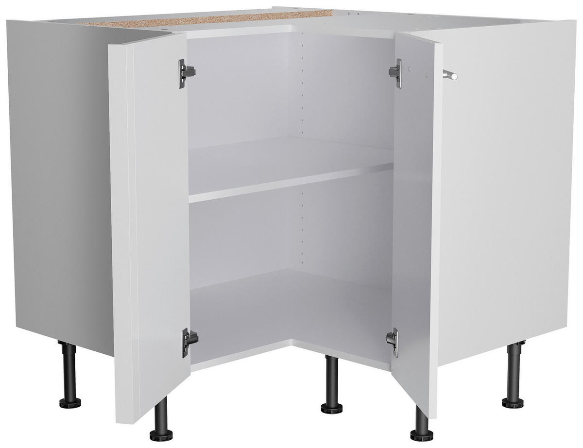ECKKÜCHE 270/200 cm  in Weiß, Weiß Hochglanz  - Edelstahlfarben/Weiß Hochglanz, Basics, Holzwerkstoff/Metall (270/200cm) - Optifit