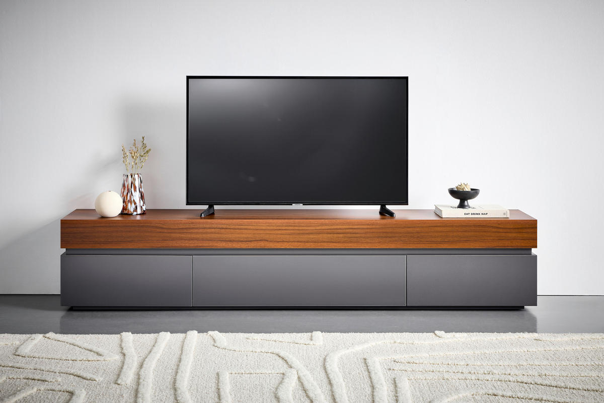 NÍZKÁ KOMODA, šedá, barvy vlašských ořechů, 200/38/40 cm - šedá/barvy vlašských ořechů, Lifestyle, kompozitní dřevo (200/38/40cm) - MID.YOU