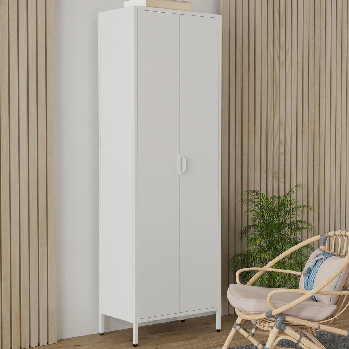 DREHTÜRENSCHRANK in Weiss  - Weiss, Design, Metall (60/180/35cm) - MID.YOU