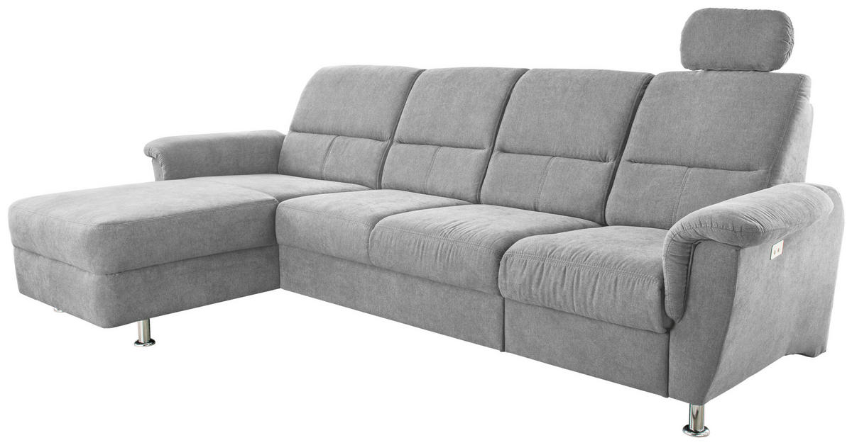 ECKSOFA in Mikrofaser Grau  - Chromfarben/Grau, Konventionell, Textil/Metall (165/292cm) - Livetastic
