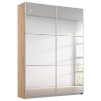 SCHWEBETÜRENSCHRANK 131/210/59 cm,  in Silberfarben, Eiche Artisan, 2 Tür(en)  - Silberfarben/Alufarben, MODERN, Glas/Holzwerkstoff (131/210/59cm) - Rauch Möbel