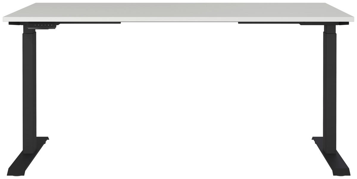 SCHREIBTISCH 160/80/72-118 cm  in Schwarz, Hellgrau  - Hellgrau/Schwarz, MODERN, Holzwerkstoff/Metall (160/80/72-118cm) - Novel