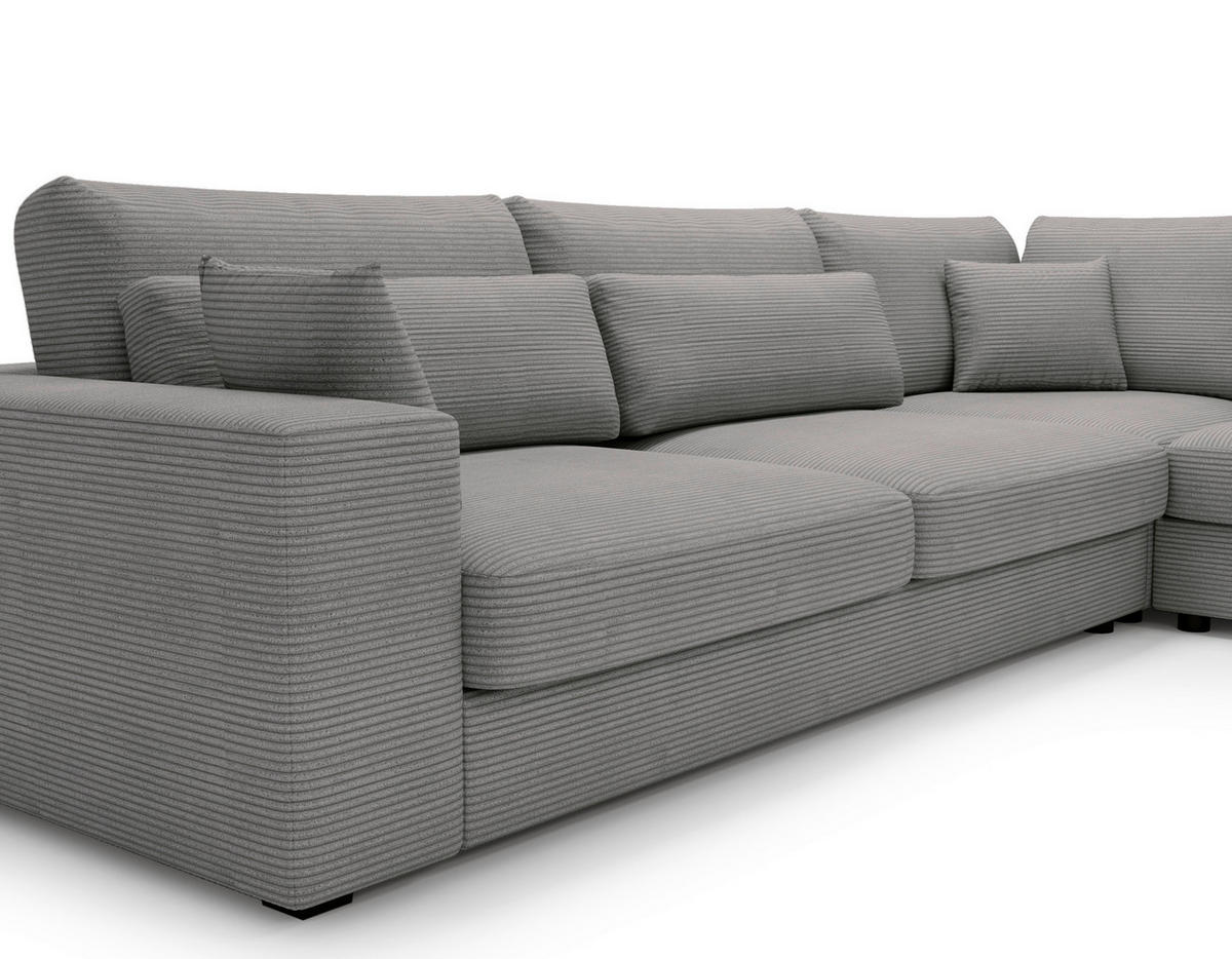 ECKSOFA in Cord Grau  - Schwarz/Grau, Konventionell, Kunststoff/Textil (314/250cm) - Carryhome