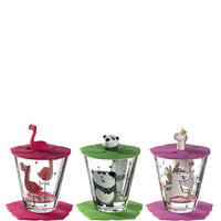 KINDER-GLÄSERSET Bambini  9-teilig  - Pink/Multicolor, KONVENTIONELL, Glas/Kunststoff (21/10/11cm) - Leonardo