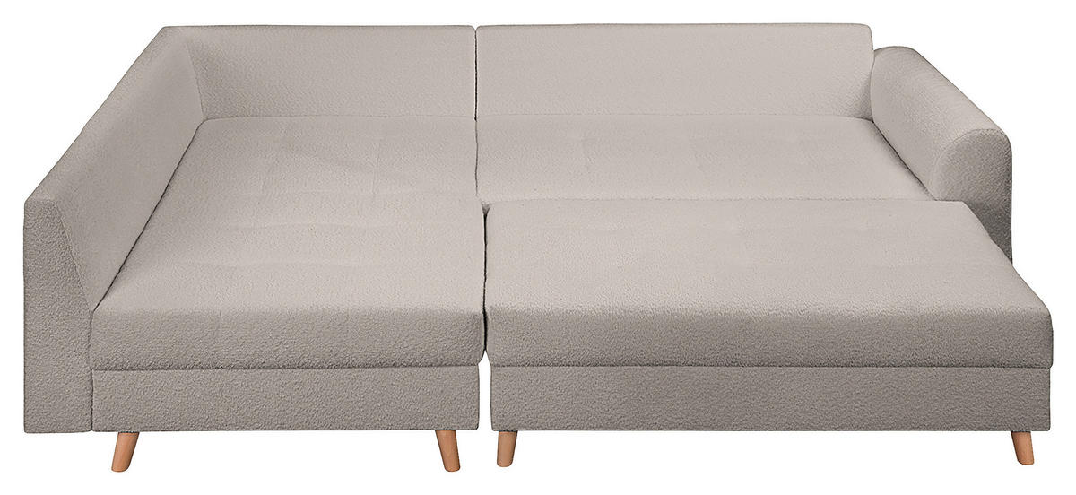 ECKSOFA inkl. Hocker Ariella Grau Bouclé  - Naturfarben/Grau, Design, Holz/Textil (161/231cm) - Livetastic