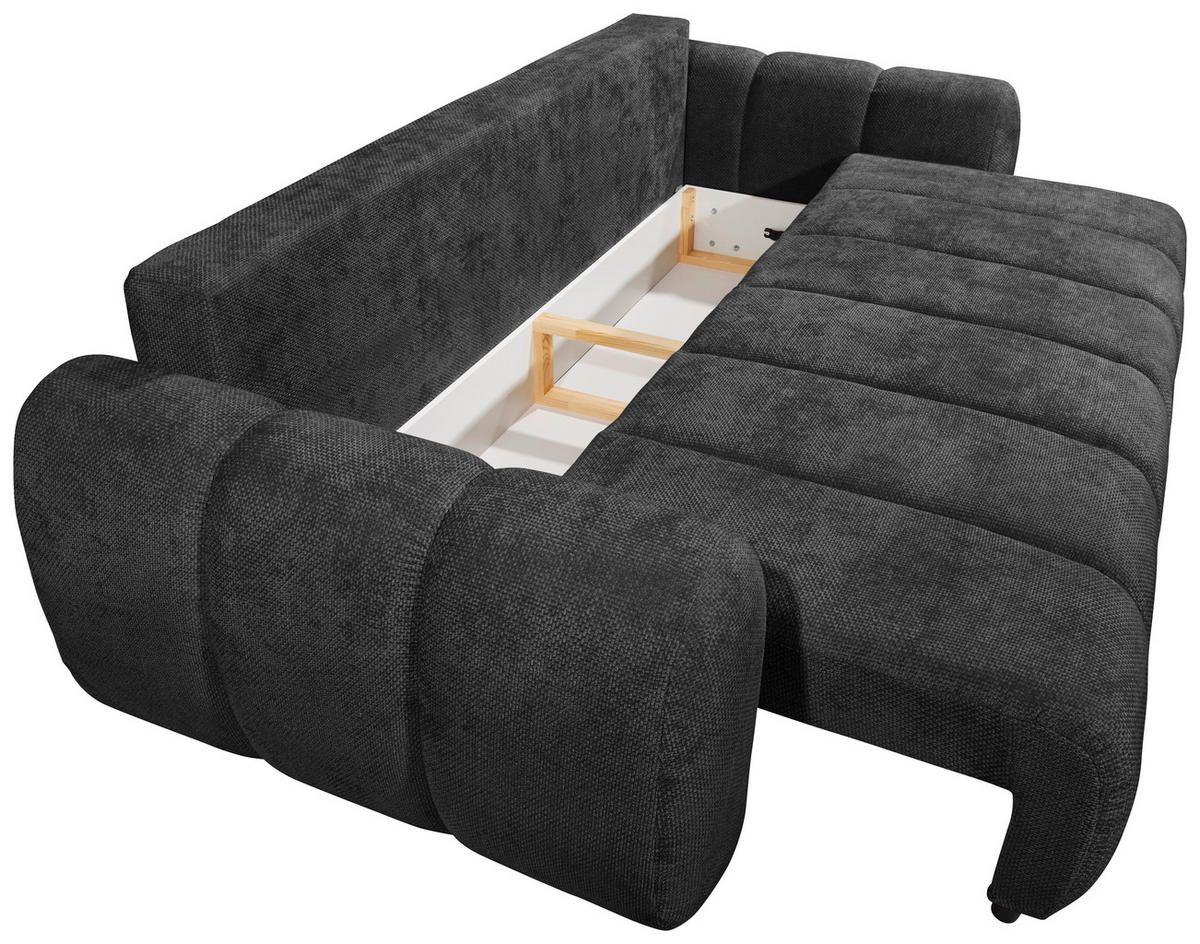 SCHLAFSOFA in Webstoff Schwarz  - Schwarz, Design, Kunststoff/Textil (256/76/112cm) - MID.YOU