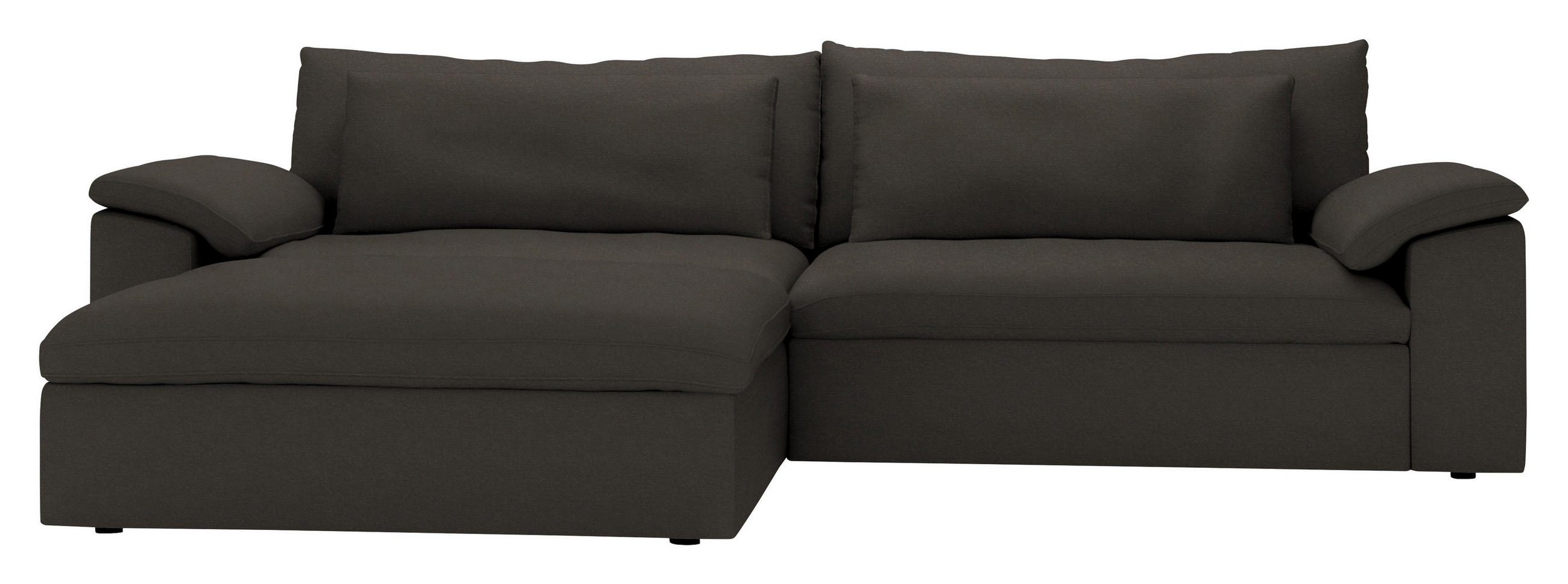 ECKSOFA  Chenille Mokka  - Schwarz/Mokka, Modern, Kunststoff/Textil (198/306cm) - Carryhome