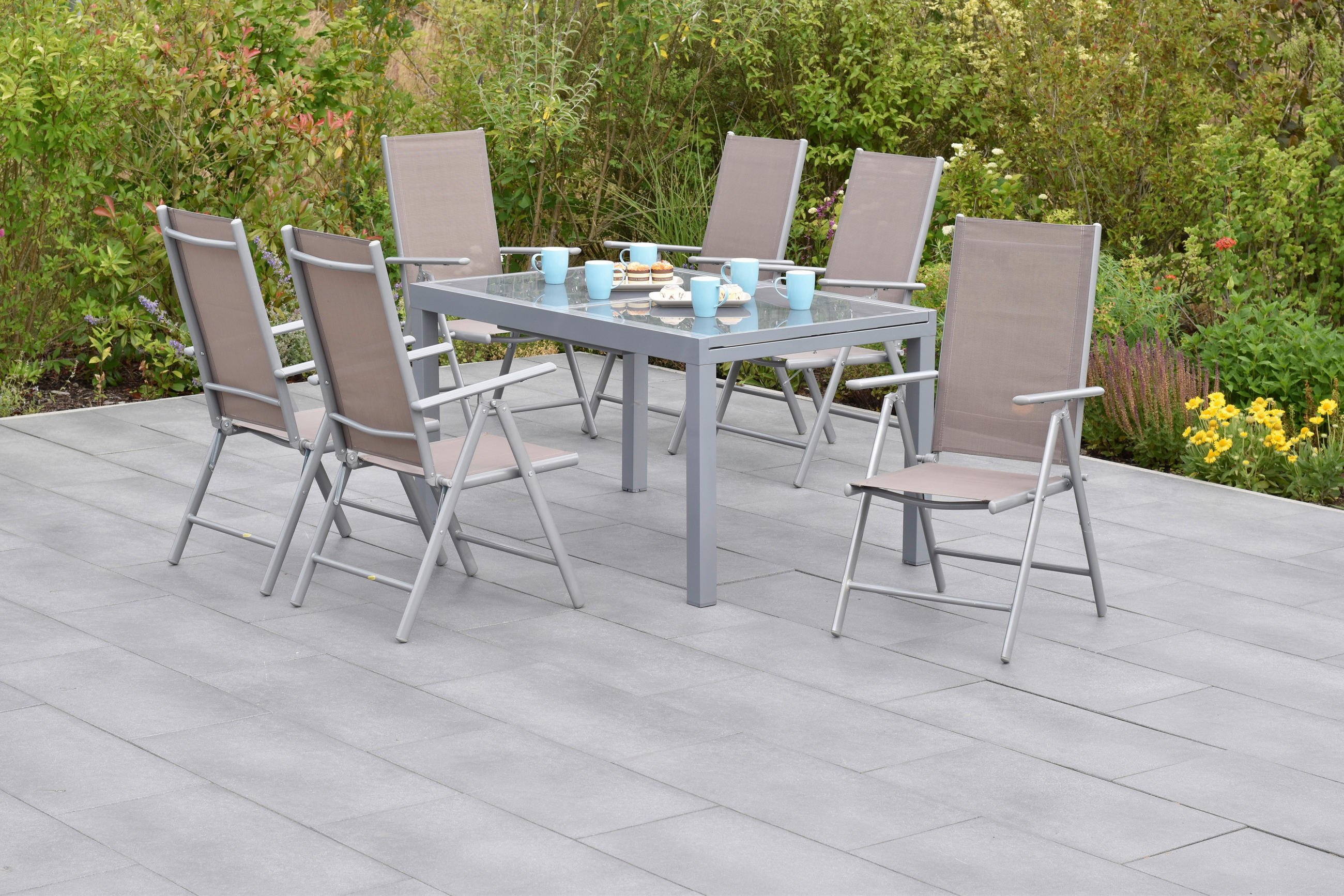 GARTENSET Aluminium  - Taupe/Silberfarben, MODERN, Textil/Metall - Gardenson
