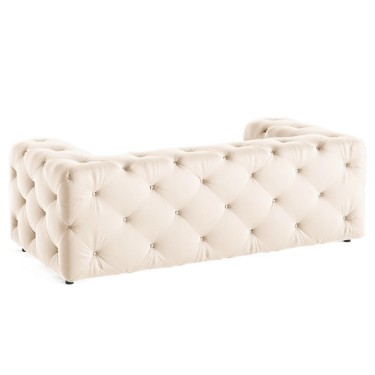2-SITZER-SOFA Fresco Samt Creme  - Creme/Schwarz, Design, Kunststoff/Textil (193/71/100cm) - P & B