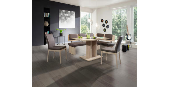 ECKBANK 140/180 cm in Grau, Eichefarben - Eichefarben/Grau, KONVENTIONELL, Holzwerkstoff/Textil (140/180cm) - Cantus