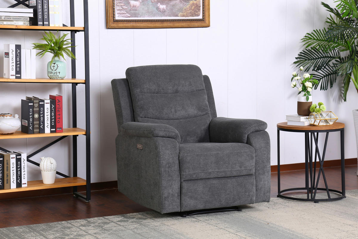 RELAXSESSEL Webstoff    - Schwarz/Grau, KONVENTIONELL, Kunststoff/Textil (92/102/93cm) - P & B