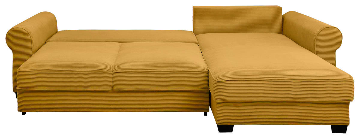 ECKSOFA Gelb Cord  - Gelb/Schwarz, KONVENTIONELL, Kunststoff/Textil (318/197cm) - Hom`in