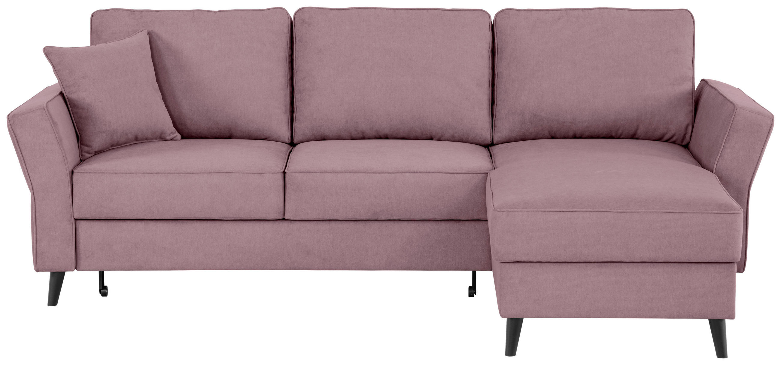 ECKSOFA in Velours Rosa  - Schwarz/Rosa, Konventionell, Holz/Textil (244/159cm) - Carryhome