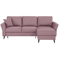 ECKSOFA in Velours Rosa  - Schwarz/Rosa, Konventionell, Holz/Textil (244/159cm) - Carryhome